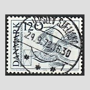 FRIM�RKER DANMARK | 1974 - AFA 579 - Verdenspostforeningen 100 �r - 120 �re bl� - Pragt Stemplet Jerslev Sj�lland