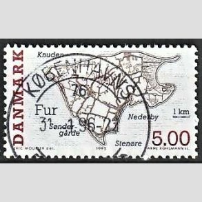 FRIM�RKER DANMARK | 1995 - AFA 1088 - Danske sm��er - 5,00 Kr. flerfarvet - Pragt Stemplet