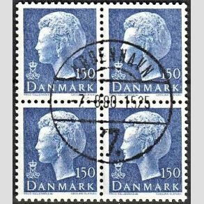 FRIMRKER DANMARK | 1978 - AFA 654 - Dronning Margrethe - 150 re bl i 4-blok - Lux Stemplet