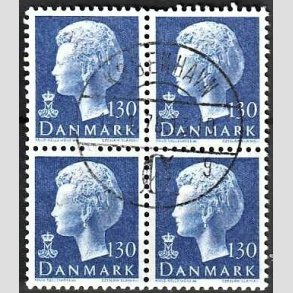 FRIMRKER DANMARK | 1975 - AFA 586 - Dronning Margrethe - 130 re bl i 4-blok - Lux Stemplet