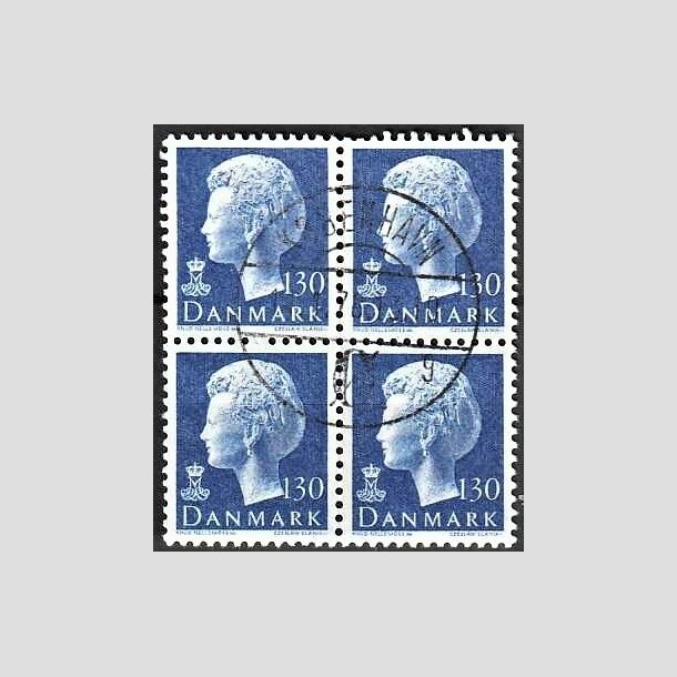 FRIMRKER DANMARK | 1975 - AFA 586 - Dronning Margrethe - 130 re bl i 4-blok - Lux Stemplet