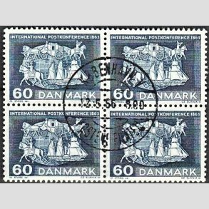 FRIMRKER DANMARK | 1963 - AFA 417 - Postkonference - 60 re bl i 4-blok - Pragt Stemplet 
