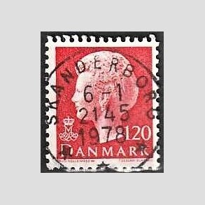 FRIMRKER DANMARK | 1977 - AFA 646 - Dronning Margrethe - 120 re rd - Pragt Stemplet Skanderborg
