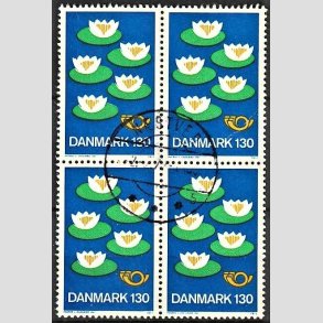 FRIMRKER DANMARK | 1977 - AFA 632 - Nordisk Rds 25. session - 130 re bl/grn/gul i 4-blok - Lux Stemplet