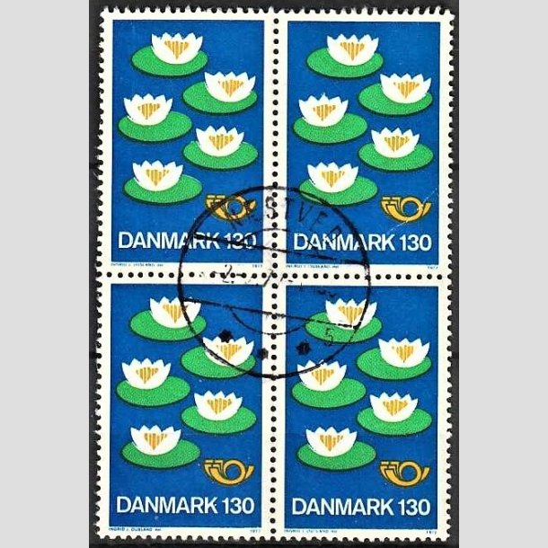 FRIMRKER DANMARK | 1977 - AFA 632 - Nordisk Rds 25. session - 130 re bl/grn/gul i 4-blok - Lux Stemplet