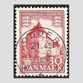 FRIM�RKER DANMARK | 1953-56 - AFA 349 - Kongeriget 1000 �r - 30 �re r�d - Pragt Stemplet Odder