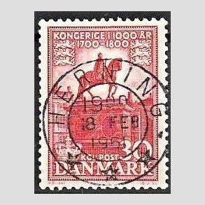 FRIM�RKER DANMARK | 1953-56 - AFA 354 - Kongeriget 1000 �r - 30 �re r�d - Pragt Stemplet