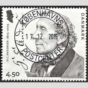 FRIM�RKER DANMARK | 2005 - AFA 1422 - H.C. Andersen - 4,50 Kr. Portr�t og signatur - Pragt Stemplet