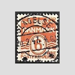 FRIM�RKER DANMARK | 1940 - AFA 254 - B�lgelinie 6 �re orangegul - Lux Stemplet 