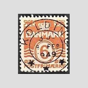FRIM�RKER DANMARK | 1940 - AFA 254 - B�lgelinie 6 �re orangegul - Lux Stemplet Kolding