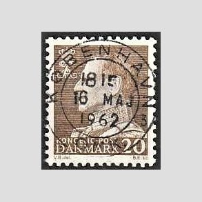 FRIMRKER DANMARK | 1961-62 - AFA 393 - Fr. IX 20 re brun - Pragt Stemplet