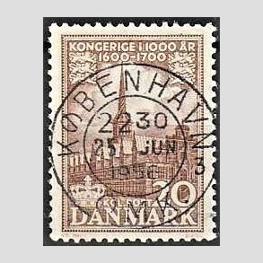 FRIM�RKER DANMARK | 1953-56 - AFA 353 - Kongeriget 1000 �r - 20 �re brun - Pragt Stemplet 