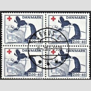 FRIMRKER DANMARK | 1983 - AFA 764 - Dansk Rde Kors - 2,00 Kr. + 40 re rd/bl i 4-blok - Pragt Stemplet