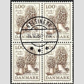 FRIMRKER DANMARK | 1978 - AFA 669 - Sjldne svampe - 1,00 Kr. brun i 4-blok - Pragt Stemplet