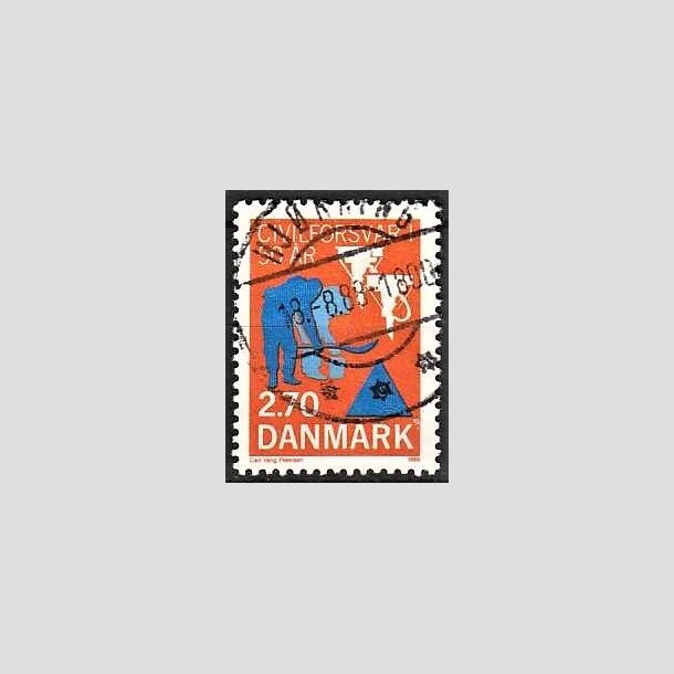 FRIMRKER DANMARK | 1988 - AFA 908 - Civilforsvaret 50 r. - 2,70 Kr. orange/bl - Pragt Stemplet