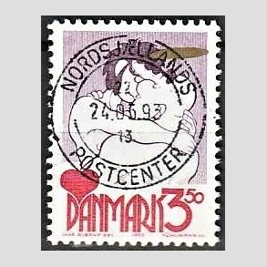 FRIM�RKER DANMARK | 1992 - AFA 1028 - Danske tegneseriefigurer - 3,50 Kr. r�d/gul - Pragt Stemplet