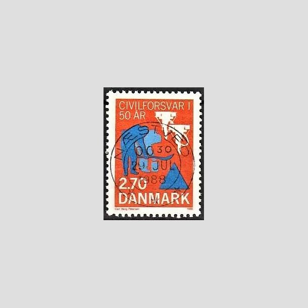 FRIMRKER DANMARK | 1988 - AFA 908 - Civilforsvaret 50 r. - 2,70 Kr. orange/bl - Pragt Stemplet Nstved
