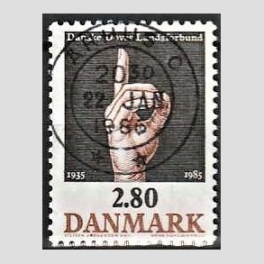 FRIM�RKER DANMARK | 1985 - AFA 844 - D�ves Landsforbund 50 �r - 2,80 Kr. flerfarvet - Pragt Stemplet