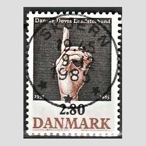 FRIM�RKER DANMARK | 1985 - AFA 844 - D�ves Landsforbund 50 �r - 2,80 Kr. flerfarvet - Pragt Stemplet