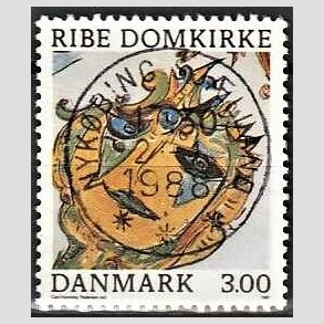 FRIM�RKER DANMARK | 1987 - AFA 879 - Ribe Domkirke - 3,00 Kr. flerfarvet - Pragt Stemplet