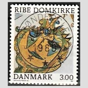 FRIM�RKER DANMARK | 1987 - AFA 879 - Ribe Domkirke - 3,00 Kr. flerfarvet - Pragt Stemplet