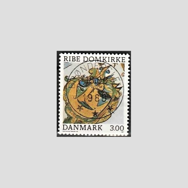 FRIMRKER DANMARK | 1987 - AFA 879 - Ribe Domkirke - 3,00 Kr. flerfarvet - Pragt Stemplet