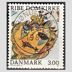 FRIM�RKER DANMARK | 1987 - AFA 879 - Ribe Domkirke - 3,00 Kr. flerfarvet - Pragt Stemplet Br�nderslev