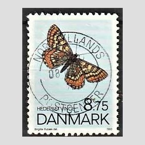 FRIM�RKER DANMARK | 1993 - AFA 1039 - Sommerfugle - 8,75 Kr. flerfarvet - Pragt Stemplet