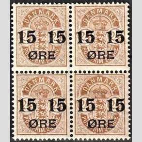 FRIMRKER DANMARK | 1904 - AFA 41 - 15/24 re brun provisorier i 4-blok - Postfrisk