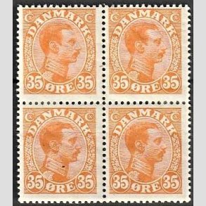 FRIMRKER DANMARK | 1913 - AFA 73 - Chr. X 35 re orange i 4-blok - Postfrisk