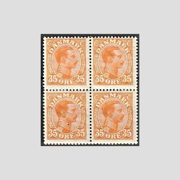 FRIMRKER DANMARK | 1913 - AFA 73 - Chr. X 35 re orange i 4-blok - Postfrisk