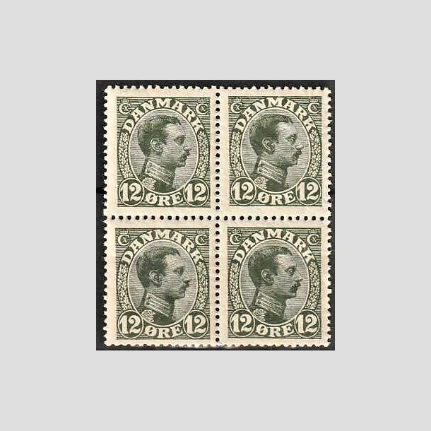 FRIMRKER DANMARK | 1918-20 - AFA 100 - Chr. X 12 re oliven i 4-blok - Postfrisk