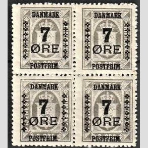 FRIMRKER DANMARK | 1926 - AFA 161 - 7/3 re gr Provisorium i 4-blok - Postfrisk