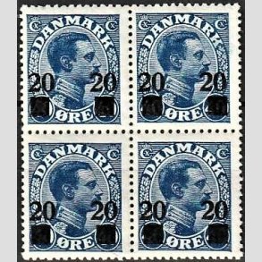 FRIMRKER DANMARK | 1926 - AFA 153 - 20 20/40 re bl provisorier i 4-blok - Postfrisk