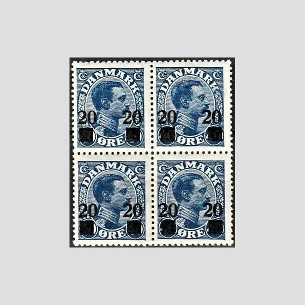 FRIMRKER DANMARK | 1926 - AFA 153 - 20 20/40 re bl provisorier i 4-blok - Postfrisk