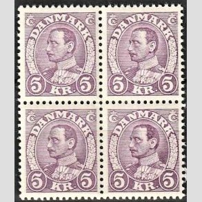 FRIMRKER DANMARK | 1934 - AFA 213 - Chr. X 5 Kr. violet i 4-blok - Postfrisk