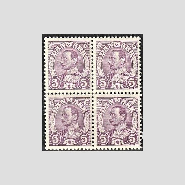 FRIMRKER DANMARK | 1934 - AFA 213 - Chr. X 5 Kr. violet i 4-blok - Postfrisk