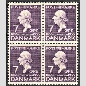 FRIMRKER DANMARK | 1935 - AFA 224 - H. C. Andersen 7 re lilla i 4-blok - Postfrisk