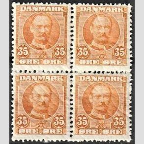 FRIMRKER DANMARK | 1912 - AFA 63 - Frederik VIII 35 re orange i 4-blok - Postfrisk