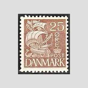FRIMRKER DANMARK | 1934 - AFA 214 - Karavel 25 re brun Type I - Ubrugt
