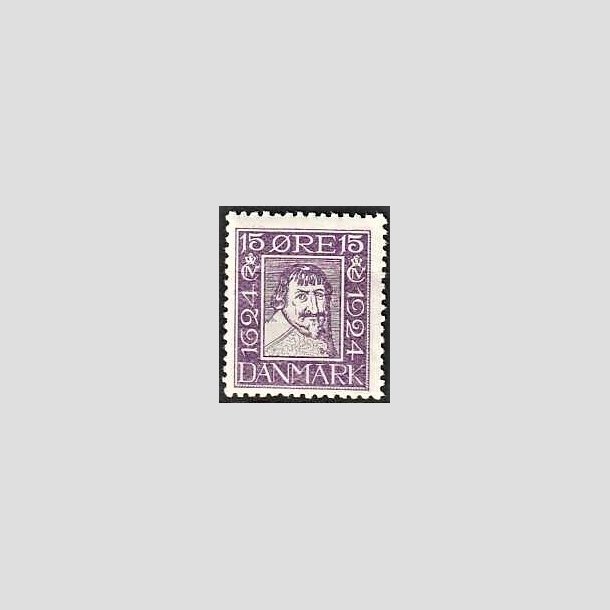 FRIMRKER DANMARK | 1924 - AFA 138 - Postjubilum 15 re violet - Postfrisk