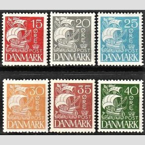 FRIM�RKER DANMARK | 1927 - AFA 169-174 - Karavel i komplet s�t - Ubrugt