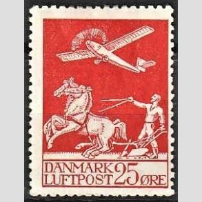 FRIM�RKER DANMARK | 1925 - AFA 146 - Gl. Luftpost 25 �re r�d - Ubrugt