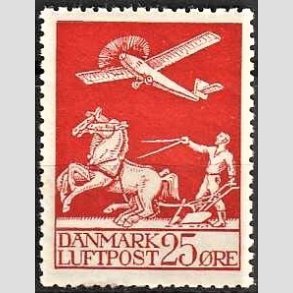 FRIM�RKER DANMARK | 1925 - AFA 146 - Gl. Luftpost 25 �re r�d - Ubrugt