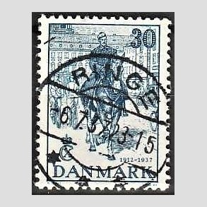FRIM�RKER DANMARK | 1937 - AFA 242 - Chr. X 25 �re jubil�um 30 �re bl� - Lux Stemplet Ringe