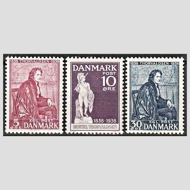 FRIMRKER DANMARK | 1938 - AFA 249,250,251 - Thorvaldsen - 5,10,30 re i st - Postfrisk