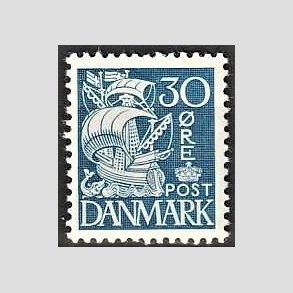 FRIMRKER DANMARK | 1937-40 - AFA 215a - Karavel 30 re bl Type II - Postfrisk