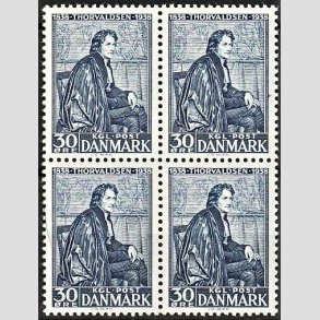 FRIMRKER DANMARK | 1938 - AFA 251 - Thorvaldsen 30 re bl i 4-blok - Postfrisk