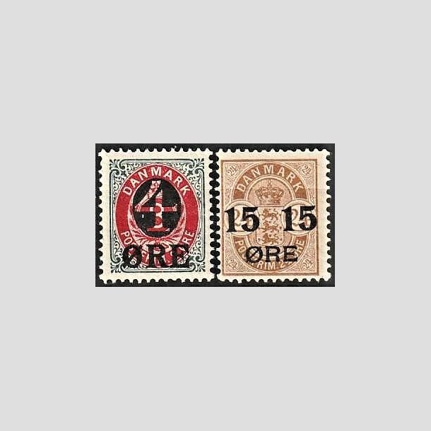 FRIMRKER DANMARK | 1904 - AFA 40,41 - 4/8 re gr/rd og 15/24 re brun provisorier - Postfrisk