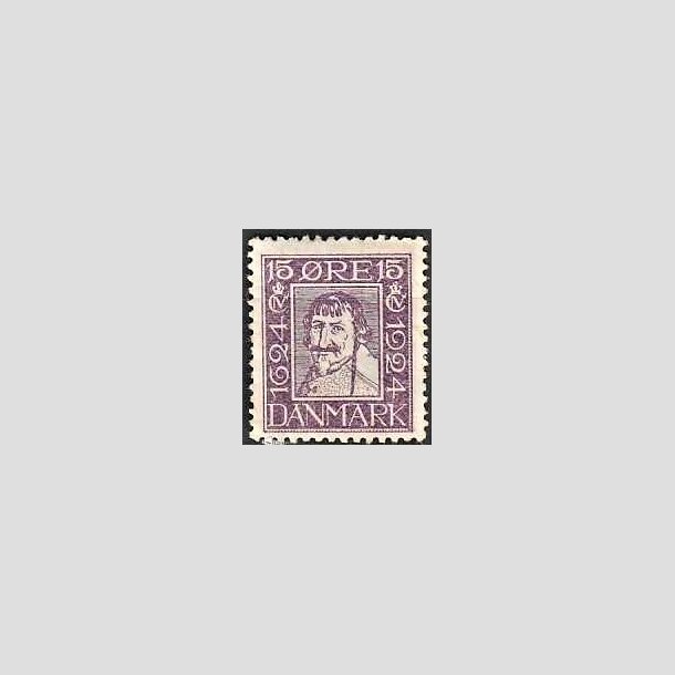 FRIMRKER DANMARK | 1924 - AFA 137 - Postjubilum 15 re violet - Ubrugt
